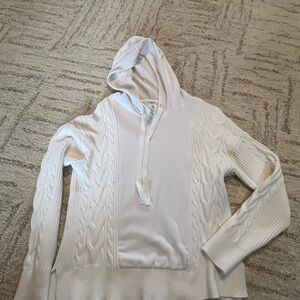 Lou & Grey Ivory Cable Knit Hoodie Sweater
